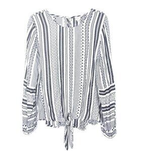 Keep In Touch blouse Embroidered tie waist blouse M